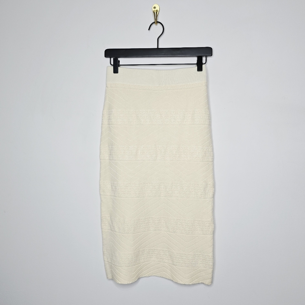 Tea N Rose Multi Pattern Ribbed Knit Midi Pencil Skirt Size Small NWT